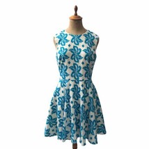 Diane Von Furstenberg Jeannie Dress All Over Leaf Print Turquoise Aqua S... - £58.90 GBP