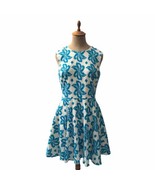 Diane Von Furstenberg Jeannie Dress All Over Leaf Print Turquoise Aqua S... - $74.55