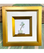 Minimalist Framed Art Sea Glass Flower &amp; Driftwood 8&quot;X8&quot; Gold Frame Shad... - £18.00 GBP