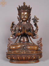 13&quot; Chenrezig Copper Statue from Nepal | Budhha Idol | Handmade | Home D... - £1,358.10 GBP