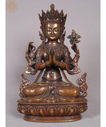 13" Chenrezig Copper Statue from Nepal | Budhha Idol | Handmade | Home Decor - $1,699.00