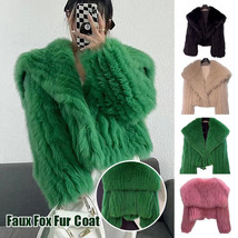 Women Lady Faux Fox Fur Coat Short Sailor Collar Navy Collar Fluffy Warm... - $58.38