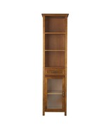 Oak Finish Bathroom Linen Tower Storage Cabinet with Shelves - $9,672.76 MXN