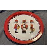 Vintage Nutcracker Tin Serving Tray L. Cohen Red 13” Christmas Decor - $17.72 CAD
