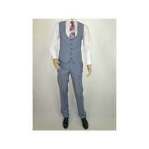 Men 3pc European Vested Suit WESSI  JVALINTIN Slim Fit JV22 Sky Blue One Button image 7