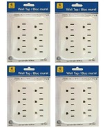 4x Electrical Extension Grounded 6 Outlet Plug Wall Taps Indoor Use Whit... - $29.77 CAD
