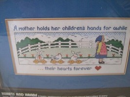 VTG DIMENSIONS Hearts Hands Counted Criss Stitch Kit 1984 12&quot; X 6&quot; 3569 - $12.36