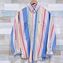 Lands End Vintage 90s Multi Striped Shirt Long Sleeve Cotton Mens Medium... - £26.48 GBP