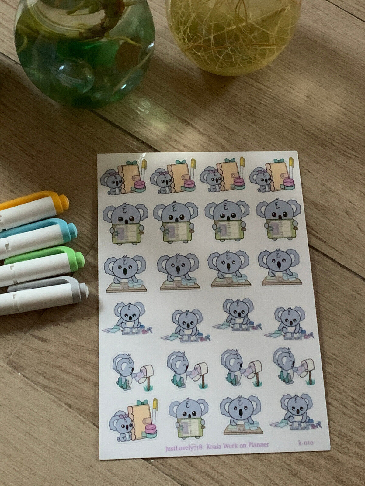 Koala Work on Planner | Homemade Planner, Character Stickers, Deco Stickers - $3.22