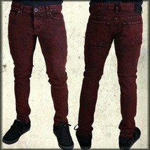 Kill City By Lip Service Junkie Fit Men Stretch Skinny Jeans Red Black NEW 28-30 - £58.70 GBP