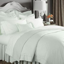 Sferra Giotto Silver Sage Twin Flat Sheet Solid Egyptian Cotton Sateen Italy NEW - £91.10 GBP