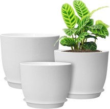 Modern Plant Pots Set, 9/8/7.5 Inch Plastic Planters For Indoor Plants,,... - $32.99