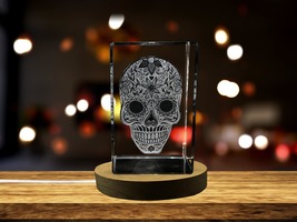 LED Base included | Mexican Skull 3D Engraved Crystal Decor - £32.07 GBP+