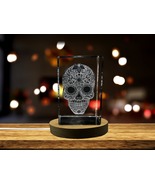 LED Base included | Mexican Skull 3D Engraved Crystal Decor - $40.49+
