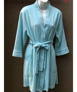 Noire Jasmine Rose Women&#39;s S/P Midi Lounge Robe Aqua Blue Waffle Knit 2 ... - £21.13 GBP