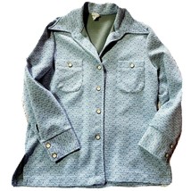 Vintage 70s Womens Size Medium Jacket Blue Textured Button Front Pockets... - $38.58