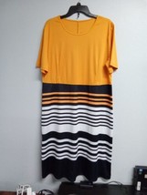 Clasic Women&#39;s Striped Short Sleeve Dress, Size 2XL. Yellow/White/Blue. ... - $19.00