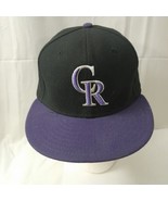 Colorado Rockies Hat New Era 59Fifty Fitted 7 1/4 Black MLB On Field Coo... - £15.56 GBP