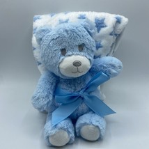 Kidgets Blue White Star Baby Blanket & Bear Soft 30x32 Fleece Lovey New W/o Tags - $27.02
