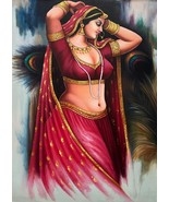 Beautiful Village Lady portrait pose in saree : Canvas | Oil Painting | ... - £193.59 GBP