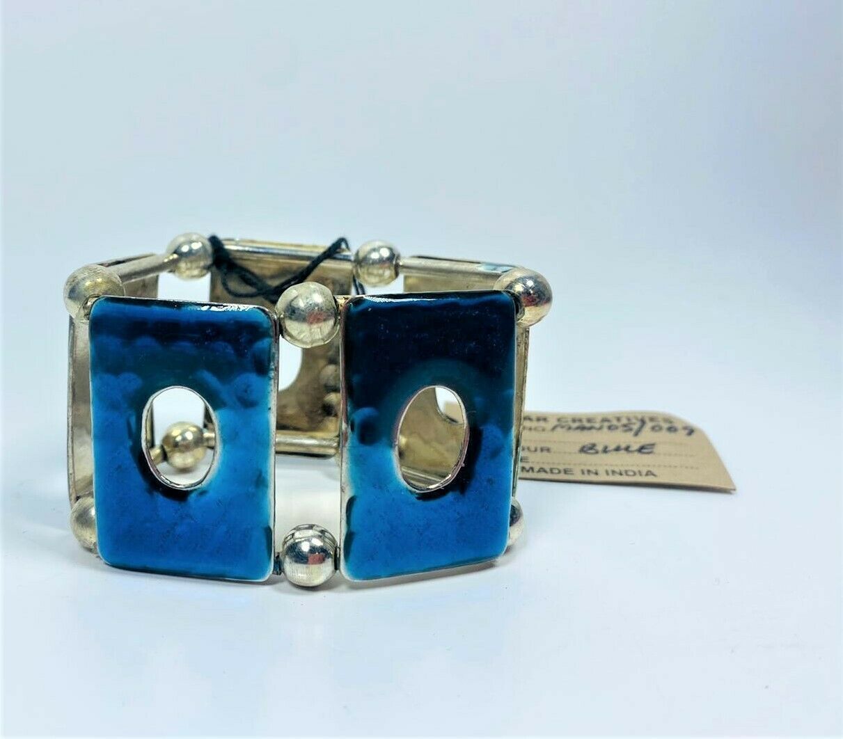 Lot of 2 Sonar Creative Napkin Rings in Big Blue Square Design - $7.76