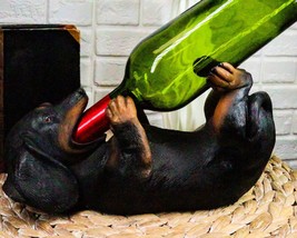 Ebros Black &amp; Tan Sausage Wiener Dachshund Dog Wine Bottle Holder Figuri... - £27.20 GBP