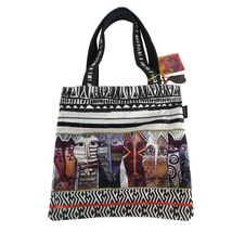 NWT Laurel Burch Cat Artwork Handbag Tote Shopping Bag Artsy Lady Whimsical - $45.00