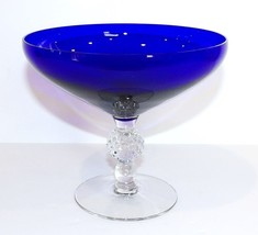 VINTAGE MORGANTOWN GLASS GOLF BALL RITZ-COBALT BLUE 5 1/4&quot; COMPOTE/CANDY... - £191.26 GBP