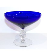 VINTAGE MORGANTOWN GLASS GOLF BALL RITZ-COBALT BLUE 5 1/4&quot; COMPOTE/CANDY... - £188.38 GBP
