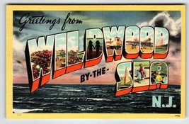 Greetings From Wildwood By The Sea New Jersey Linen Large Letter Postcard Unused - £14.93 GBP