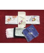 Set of 6 vintage embroidered handkerchiefs (mixed set) - £19.66 GBP