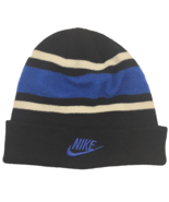 Nike Boys youth Black Blue White Stripe Knit Beanie Hat - €9,15 EUR