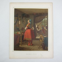 Antique 1862 Color Lithograph Peasant Woman German Pyritz Weizacker Costume RARE - £39.83 GBP