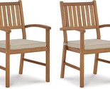 Signature Design by Ashley Janiyah Outdoor Acacia Wood Arm Chair &amp; Cushi... - $397.99