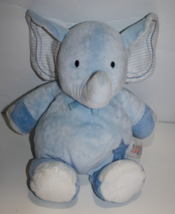 Carter&#39;s Just One Year Blue Elephant Musical Crib Pull Toy Plush Brahms&#39; Lullaby - £30.28 GBP