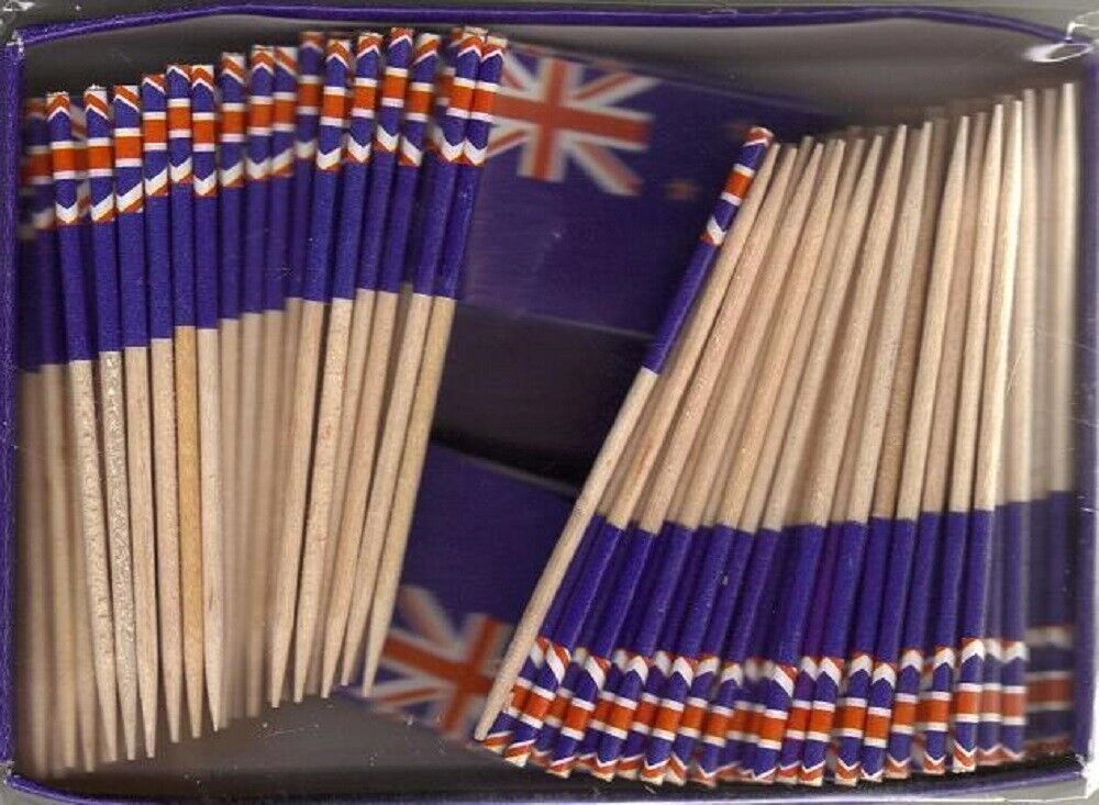 One Box of 100 New Zealand Toothpick Flags, 100 Small Mini International... - $7.90