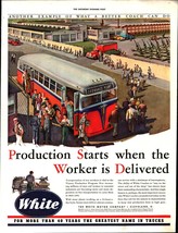 Vtg Print Ad 1942 White bus Trucking Cleveland Ohio World War II Effort e7 - $24.11