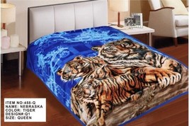 Tiger Blue Color Paradise 2 Ply Plush Blanket Softy And Warm Queen Size - £43.05 GBP