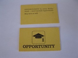 1965 Careers Board Game Piece: Yellow Opportunity Card - Hollywood  - $1.00