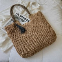 Summer Style Women&#39;s Big Straw Tassel Side Bag Designer Shoulder Bags for Women  - £41.32 GBP
