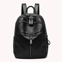 Daily Large Capacity Student School Backpack  Pure Color Travel Rua Zipper PU Le - £89.61 GBP