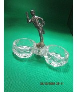 ANTIQUE GLASS SALT DISHES WITH ORATOR PEWTER FIGURINE 3&quot;[89C] - $33.94 CAD