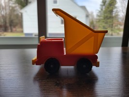 Vintage Fisher Price Little People Orange/Yellow Dump Truck - Made in th... - $9.89