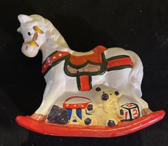 Vintage Ceramic Rocking Horse Bank -6&quot; Tall  / 7&quot; Long - $10.39