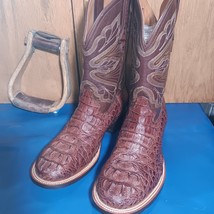 cowboy boots  Mens sz: 7.5D Ferrari, caiman br L, Br emb U (item:s2273 - $294.53