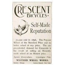 Crescent Bicycle Self Made Reputation 1897 Advertisement Victorian Bikes... - $9.74