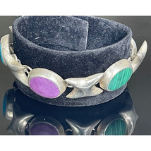 Vintage Cii Mexico 925 Sterling Silver Gemstones &#39;&#39;x&#39;&#39; Bracelet Sky - $178.20