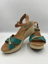 Clarks Artisan Caslyn Regina Sandals Womens 8M Teal Wedge Slignack Comfort - £15.35 GBP