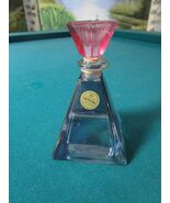 Blue Sc Lead Crystal Perfume Bottle Italy Pyramid Bottle Red Stopper 6&quot; - $813.13 MXN