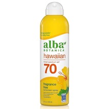 Alba Botanica Sunscreen Spray for Face and Body, Broad Spectrum SPF 70 1 Pack - £7.50 GBP